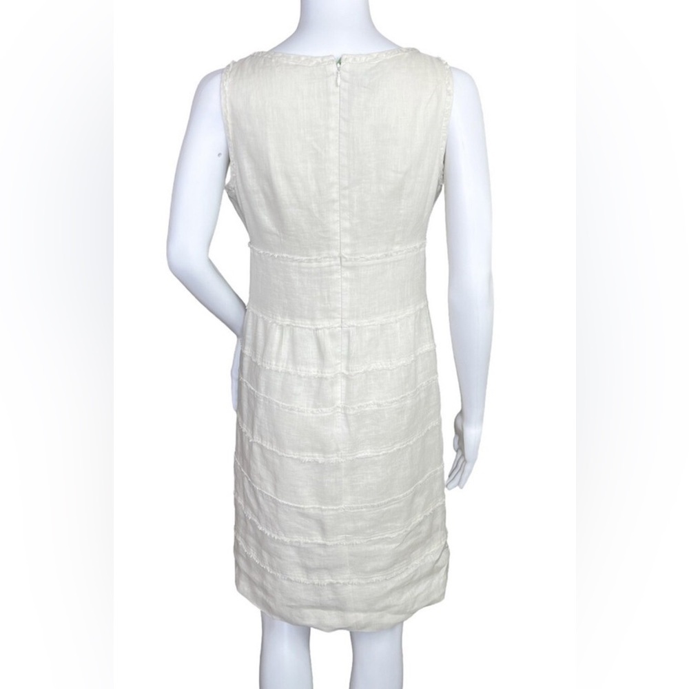 Talbots Petite Linen Shift Dress Cream Sleeveless Summer Frayed Trim 10P - Picture 5 of 8